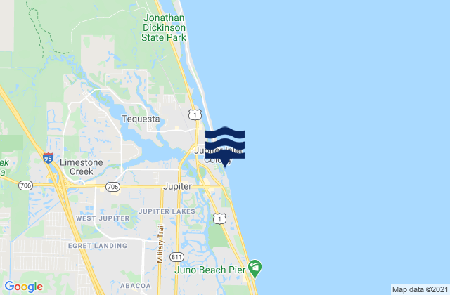 Mappa delle Getijden in Jupiter Beach, United States