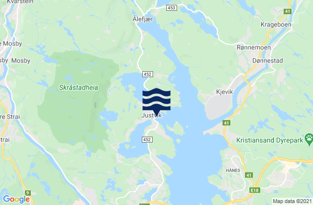 Mappa delle Getijden in Justvik, Norway