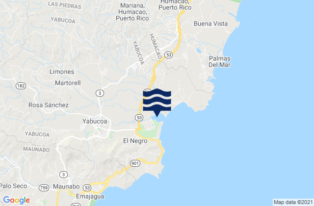 Mappa delle Getijden in Jácanas Barrio, Puerto Rico