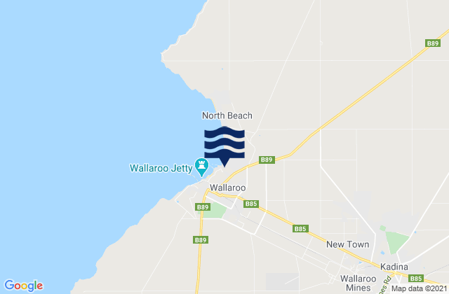 Mappa delle Getijden in Kadina, Australia
