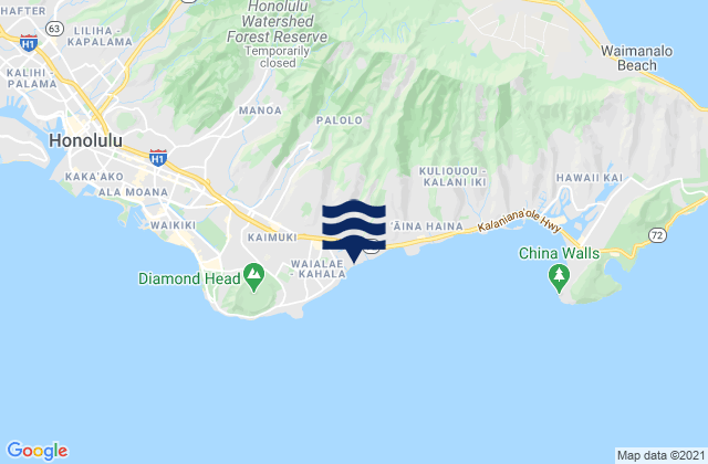 Mappa delle Getijden in Kahala Hilton Beach, United States