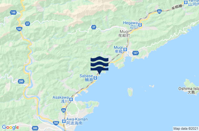 Mappa delle Getijden in Kaifu Gun, Japan