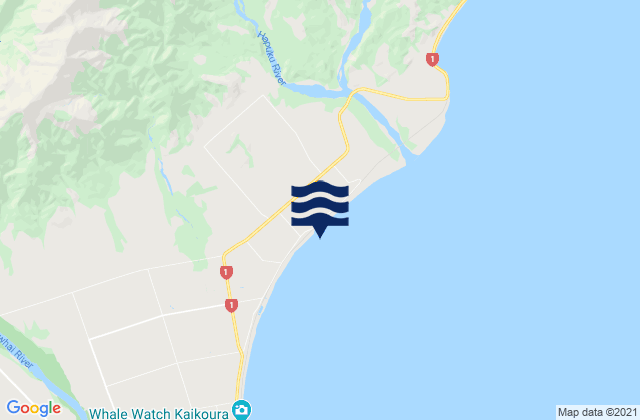 Mappa delle Getijden in Kaikoura District, New Zealand