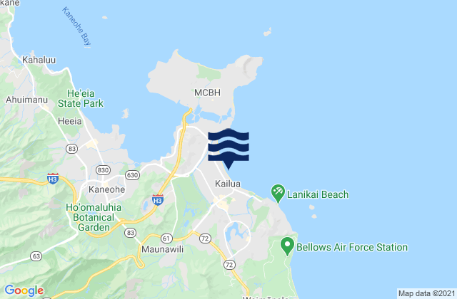 Mappa delle Getijden in Kailua Beach, United States