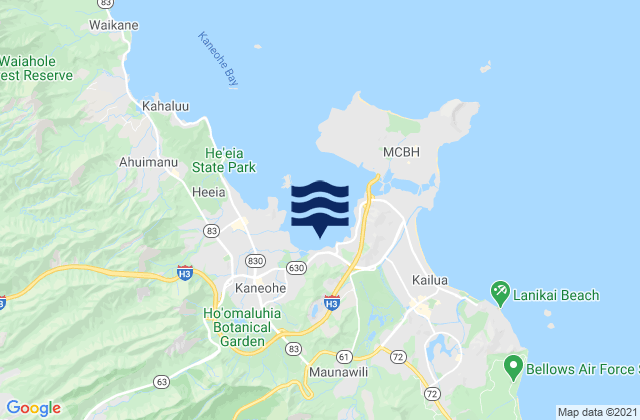 Mappa delle Getijden in Kailua, United States