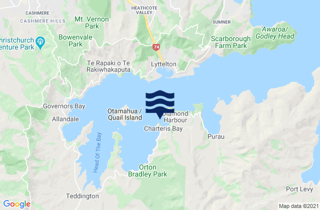 Mappa delle Getijden in Kaioruru/Church Bay, New Zealand