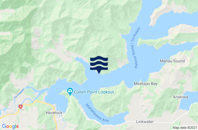 Mappa delle Getijden in Kaiuma Bay, New Zealand