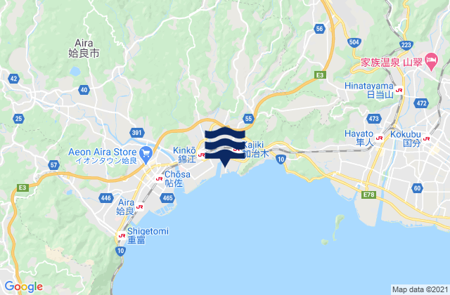 Mappa delle Getijden in Kajiki, Japan