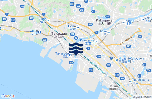 Mappa delle Getijden in Kakogawachō-honmachi, Japan