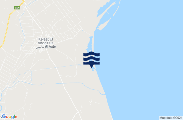 Mappa delle Getijden in Kalaat El Andalous, Tunisia