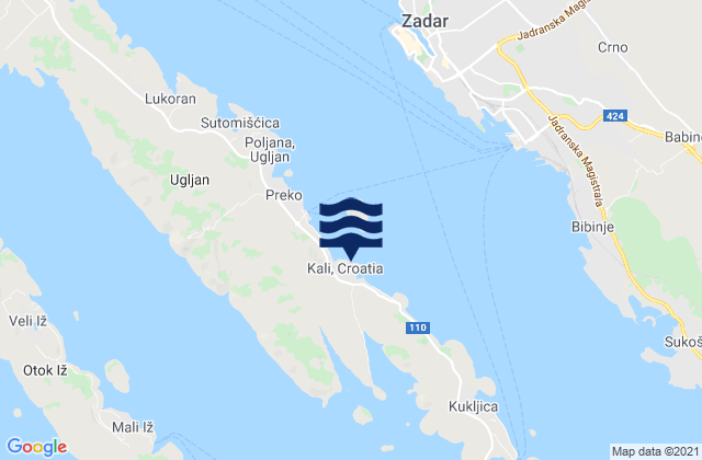 Mappa delle Getijden in Kali, Croatia