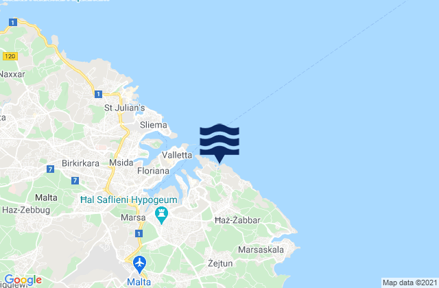Mappa delle Getijden in Kalkara, Malta