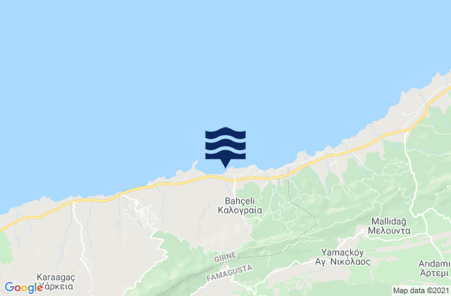 Mappa delle Getijden in Kalograía, Cyprus