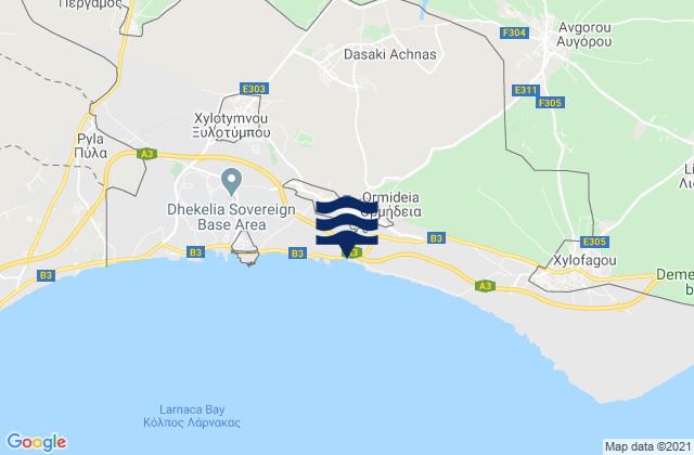 Mappa delle Getijden in Kalopsída, Cyprus