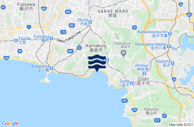 Mappa delle Getijden in Kamakura Shi, Japan