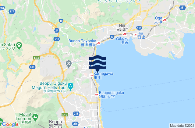 Mappa delle Getijden in Kamegawa, Japan