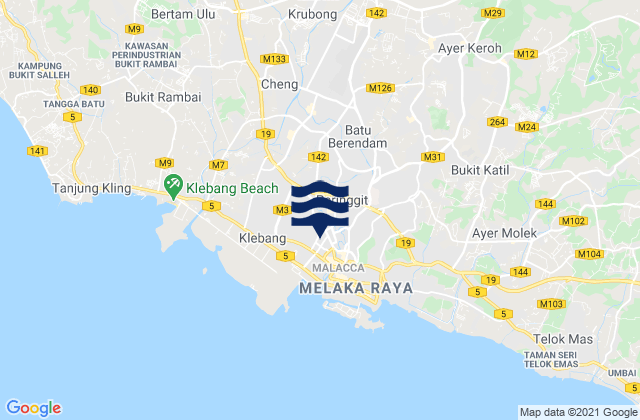 Mappa delle Getijden in Kampung Ayer Keroh, Malaysia