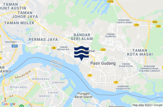 Mappa delle Getijden in Kampung Pasir Gudang Baru, Malaysia