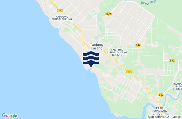 Mappa delle Getijden in Kampung Tanjung Karang, Malaysia