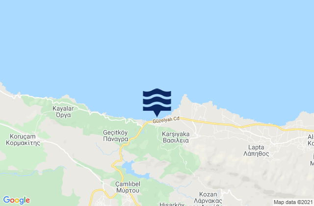 Mappa delle Getijden in Kampylí, Cyprus