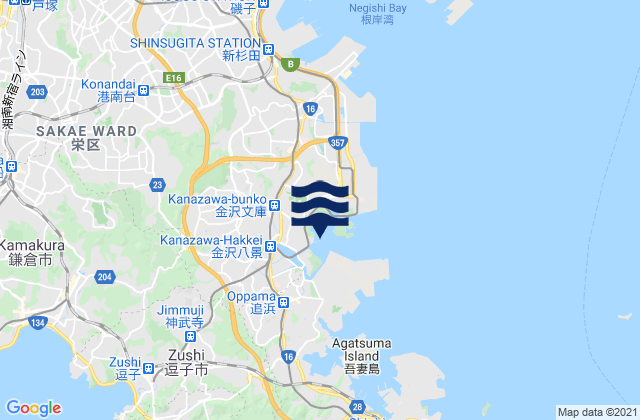 Mappa delle Getijden in Kanazawa-ku, Japan