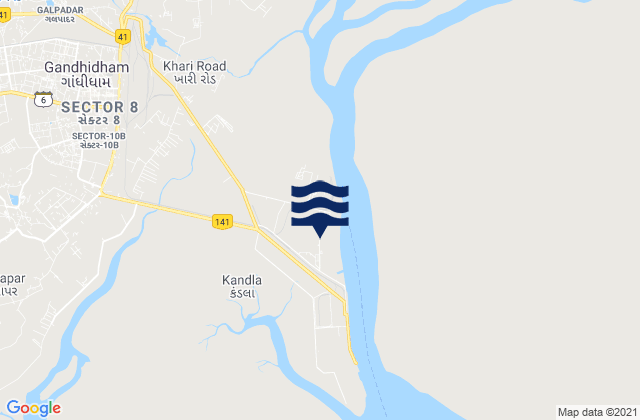 Mappa delle Getijden in Kandla Harbour, India