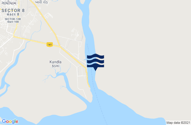 Mappa delle Getijden in Kandla, India