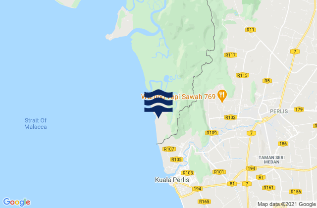 Mappa delle Getijden in Kangar, Malaysia