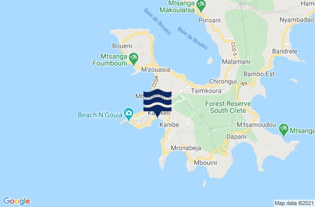 Mappa delle Getijden in Kani-Kéli, Mayotte