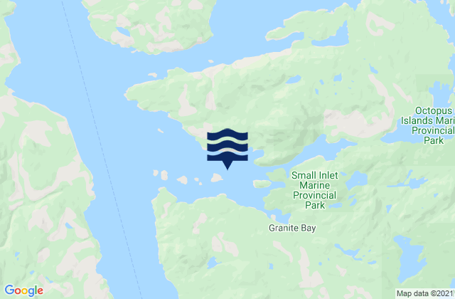 Mappa delle Getijden in Kanish Bay, Canada