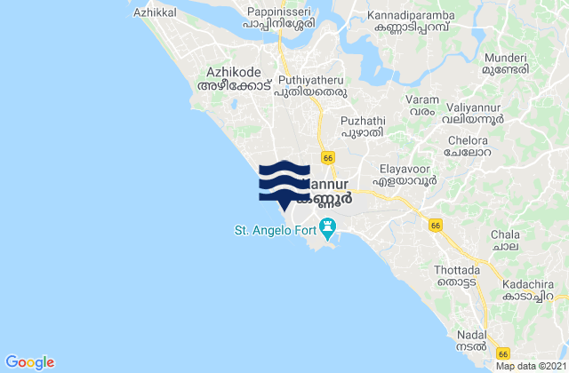 Mappa delle Getijden in Kannur, India