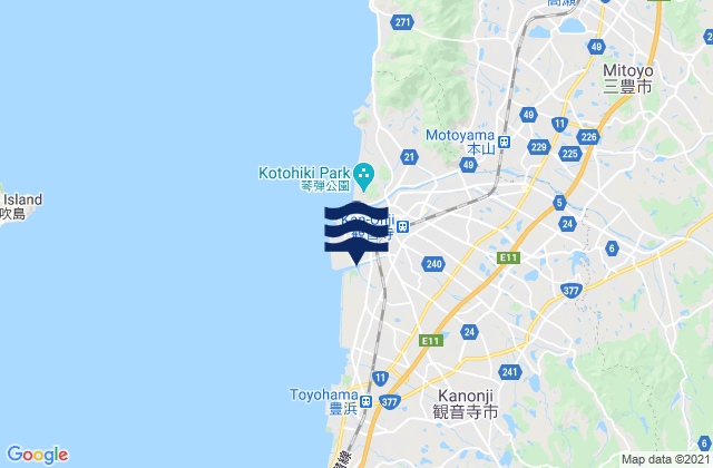 Mappa delle Getijden in Kanonji, Japan