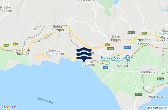 Mappa delle Getijden in Kantoú, Cyprus