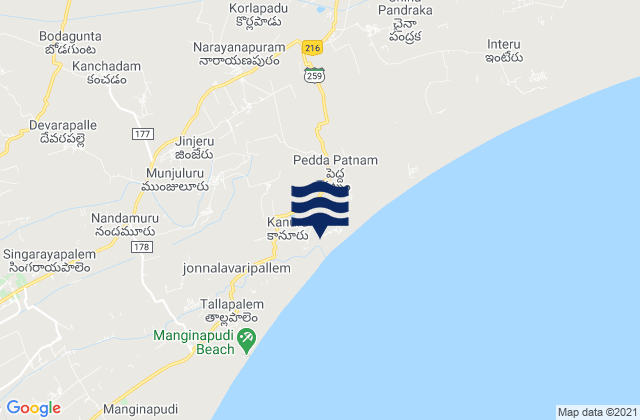 Mappa delle Getijden in Kanuru, India