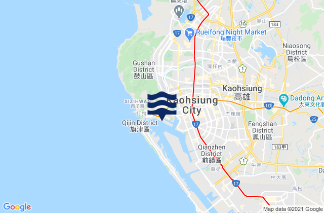 Mappa delle Getijden in Kaohsiung, Taiwan