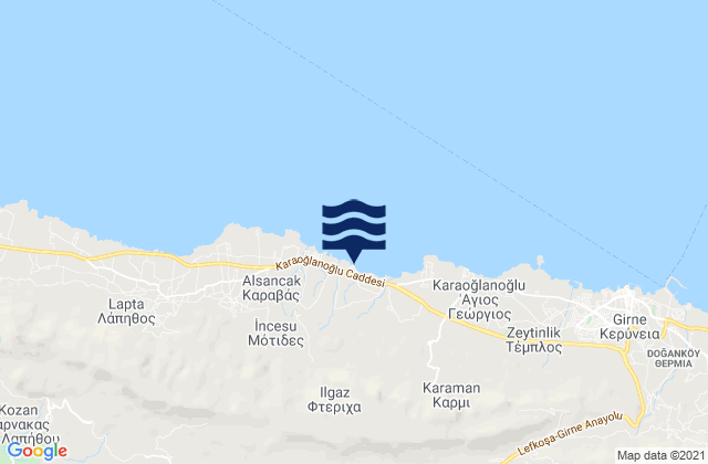 Mappa delle Getijden in Karavás, Cyprus