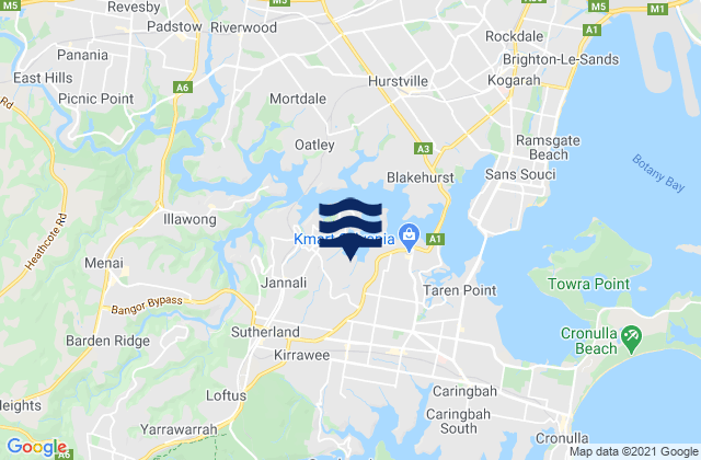 Mappa delle Getijden in Kareela, Australia
