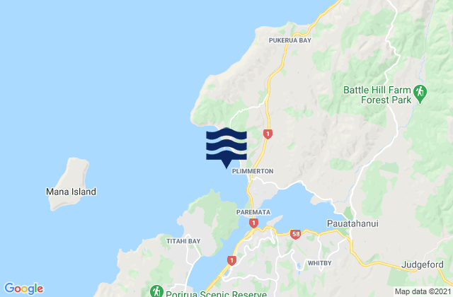 Mappa delle Getijden in Karehana Bay, New Zealand