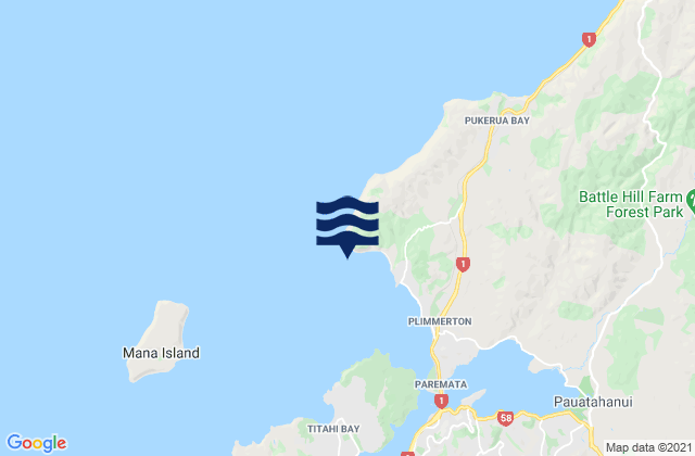 Mappa delle Getijden in Karehana Bay, New Zealand