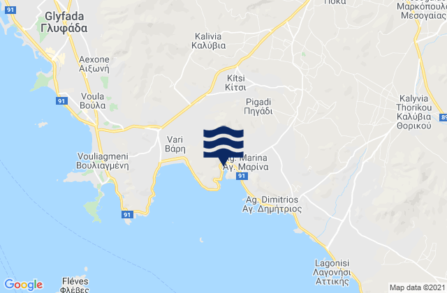 Mappa delle Getijden in Karellás, Greece