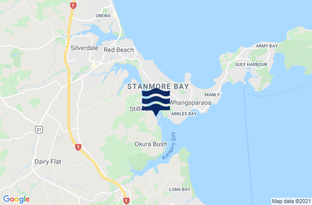 Mappa delle Getijden in Karepiro Bay, New Zealand
