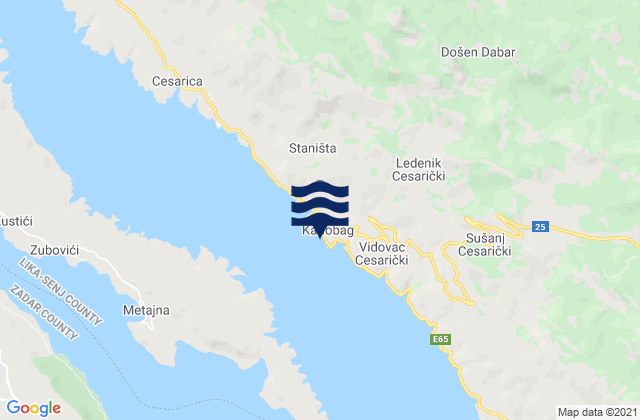 Mappa delle Getijden in Karlobag, Croatia