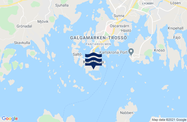 Mappa delle Getijden in Karlskrona, Sweden