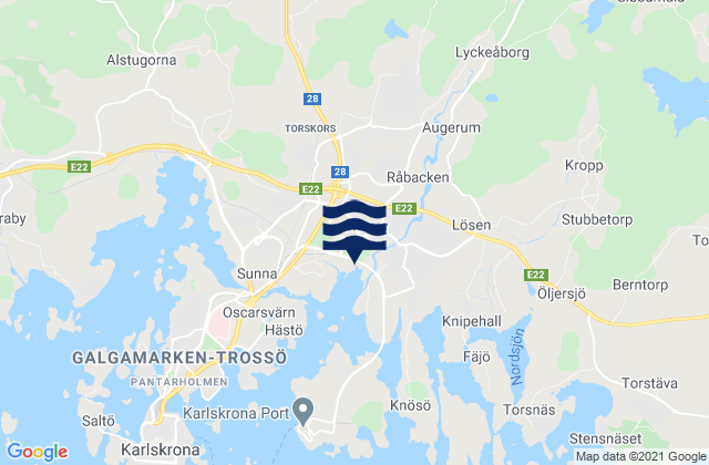 Mappa delle Getijden in Karlskrona Kommun, Sweden