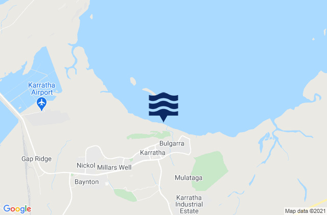 Mappa delle Getijden in Karratha, Australia
