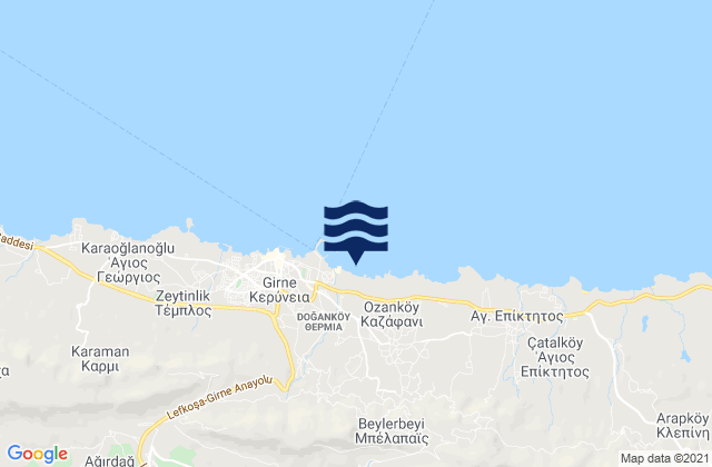 Mappa delle Getijden in Karákoumi, Cyprus