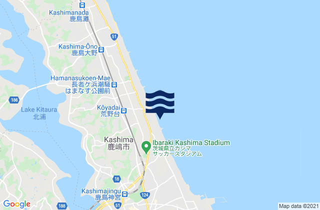 Mappa delle Getijden in Kashima-shi, Japan