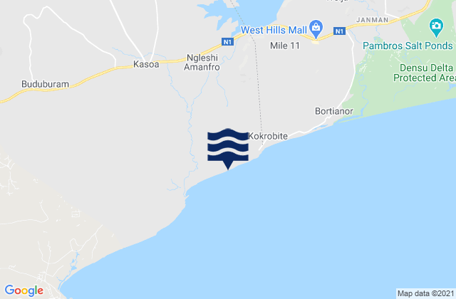 Mappa delle Getijden in Kasoa, Ghana