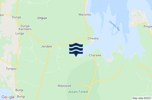 Mappa delle Getijden in Kati, Tanzania