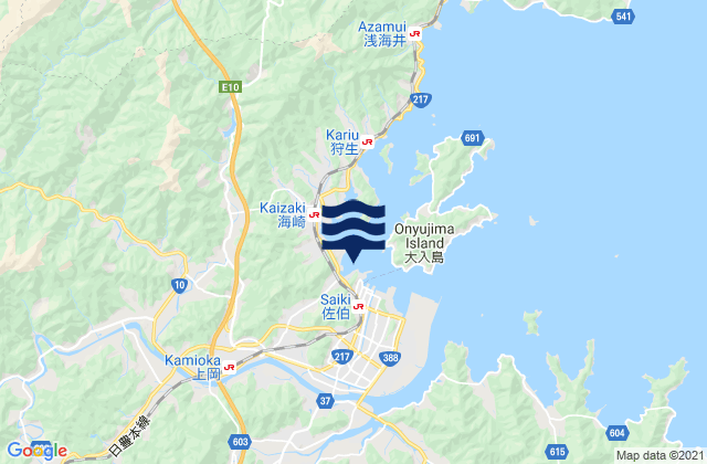Mappa delle Getijden in Katsura Saeki Wan, Japan